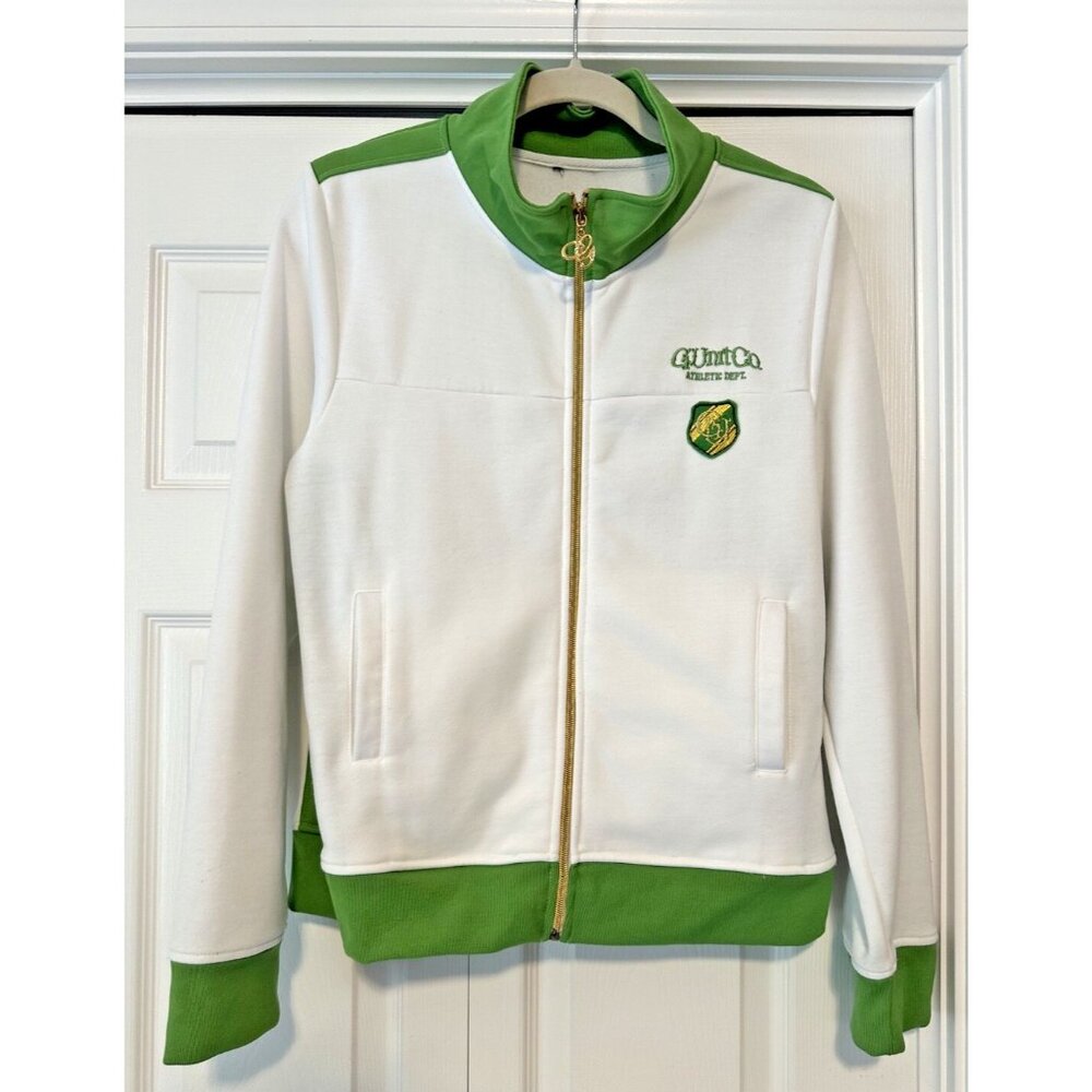 G-Unit G.Unit Varsity No 50 Cent zip track jacket white green athletic L Large